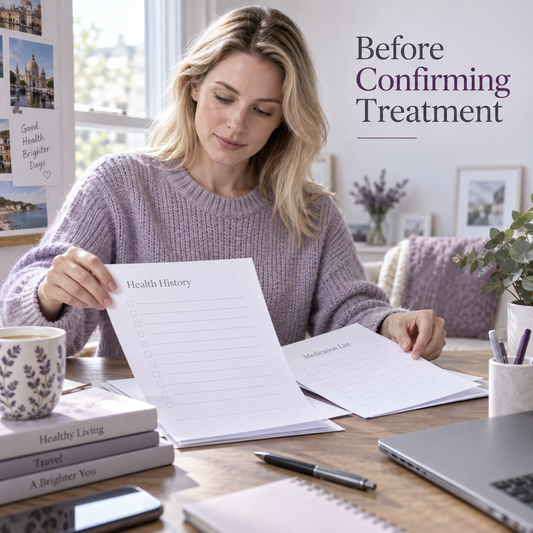 Before Confirming Treatment. Educational illustration.