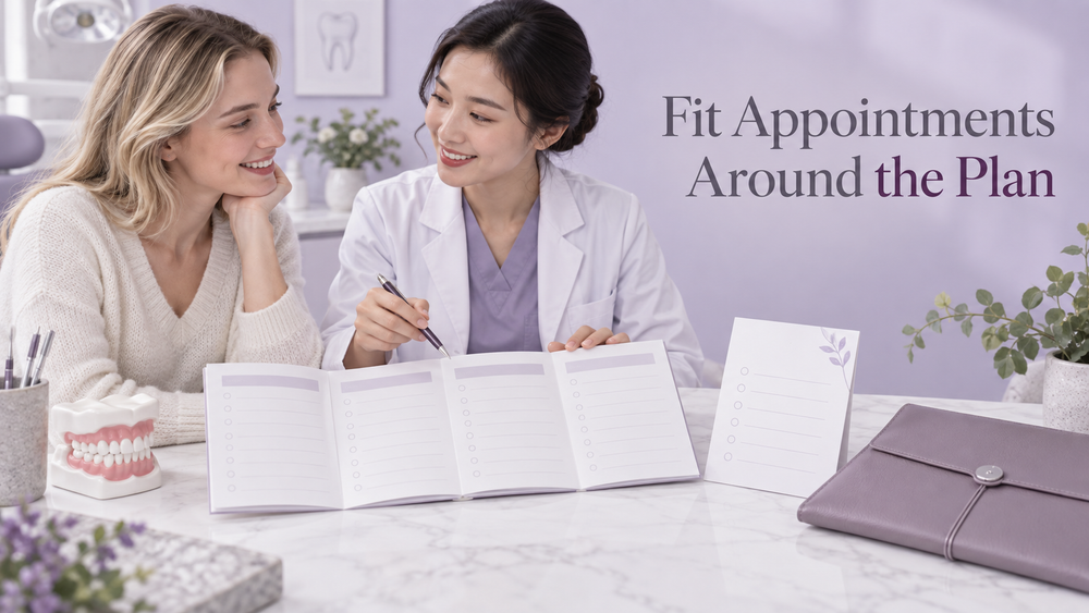 Fit Appointments Around the Plan. Educational illustration.