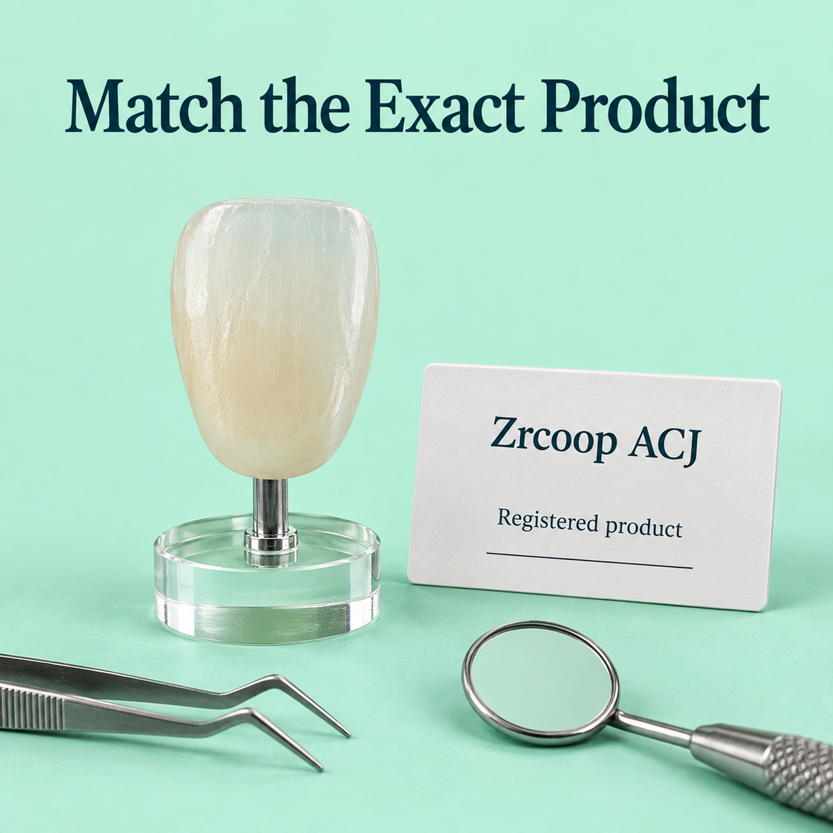 Registered-product identity form next to an unbranded veneer sample. Educational illustration.