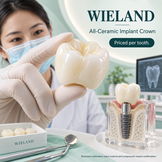 WIELAND Implant Crown — educational illustration for a WIELAND implant crown restoration.