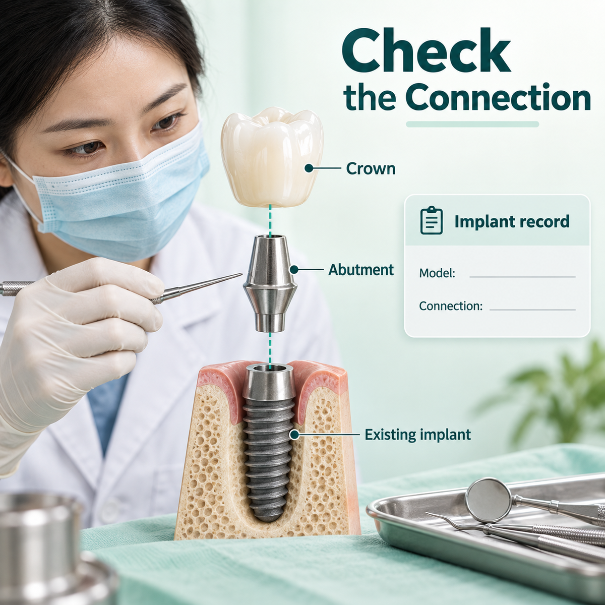 Compatibility with your implant — educational illustration for a WIELAND implant crown restoration.