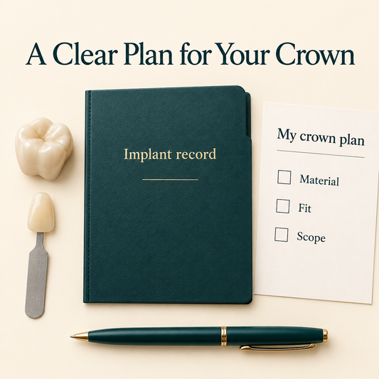 Bring appearance fit and scope together — educational illustration for a WIELAND implant crown restoration.
