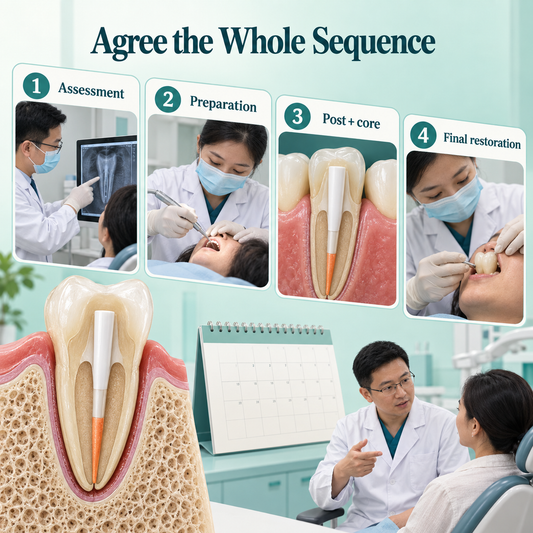 Post restoration appointment sequence. Educational illustration.