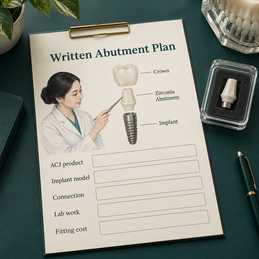 The prescription records the exact connection and itemised scope. Educational illustration.